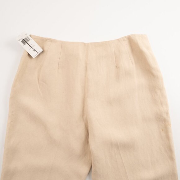 NEW DANA BUCHMAN tan cream flax linen blend pants size 16 - Picture 8 of 10